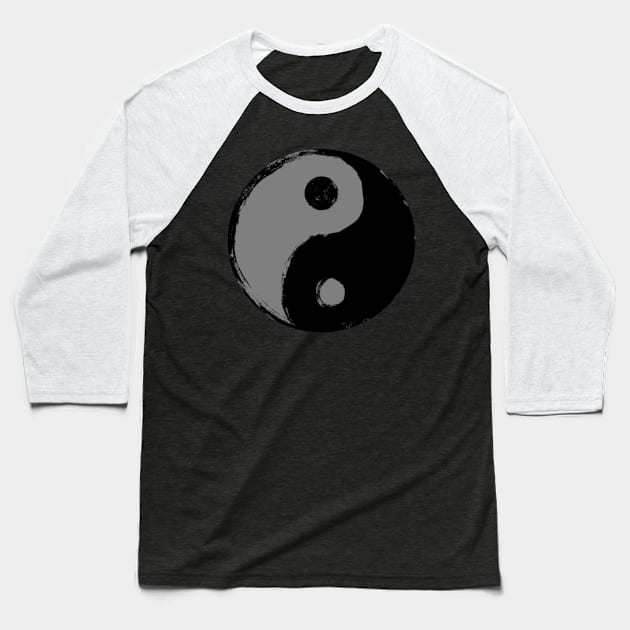 Grunge Yin Yang Baseball T-Shirt by House of Moai
